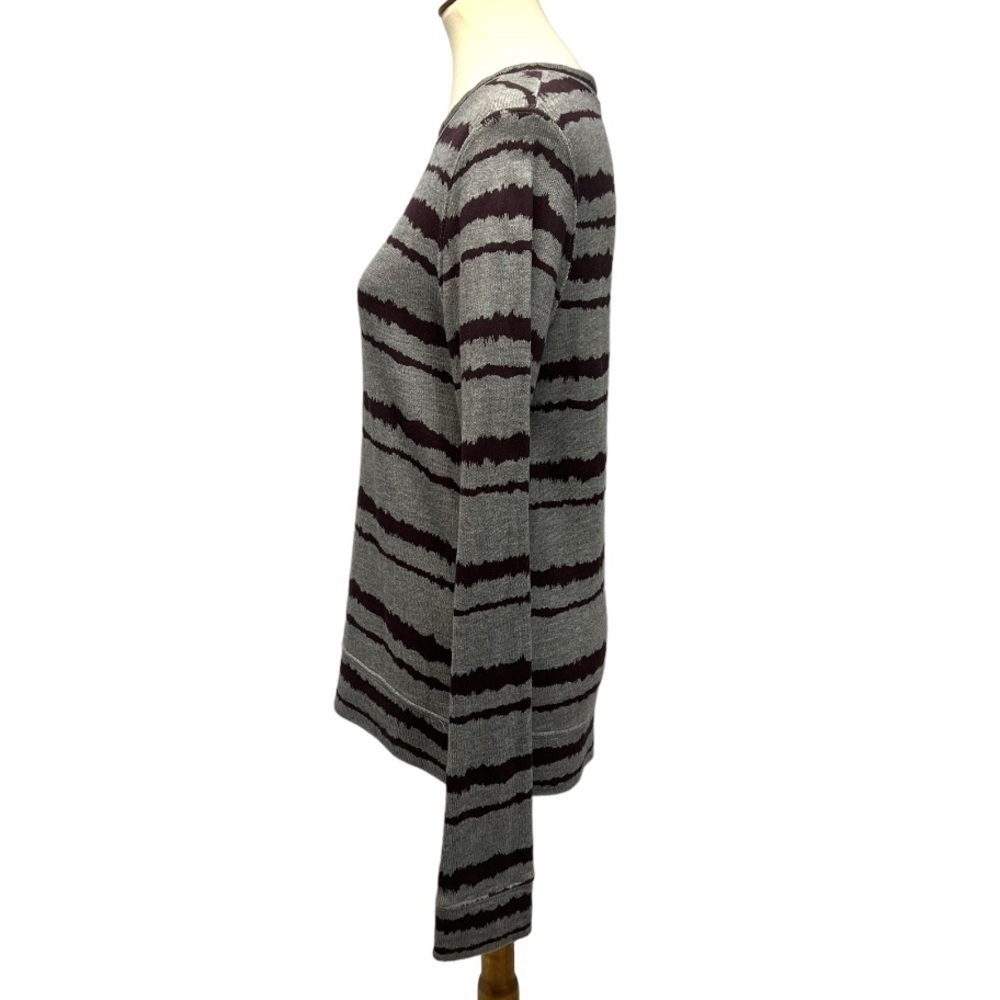 A.L.C. Conlo Gray & Brown Cotton Blend Striped Pullover Sweater Women’s Large - Picture 5 of 13
